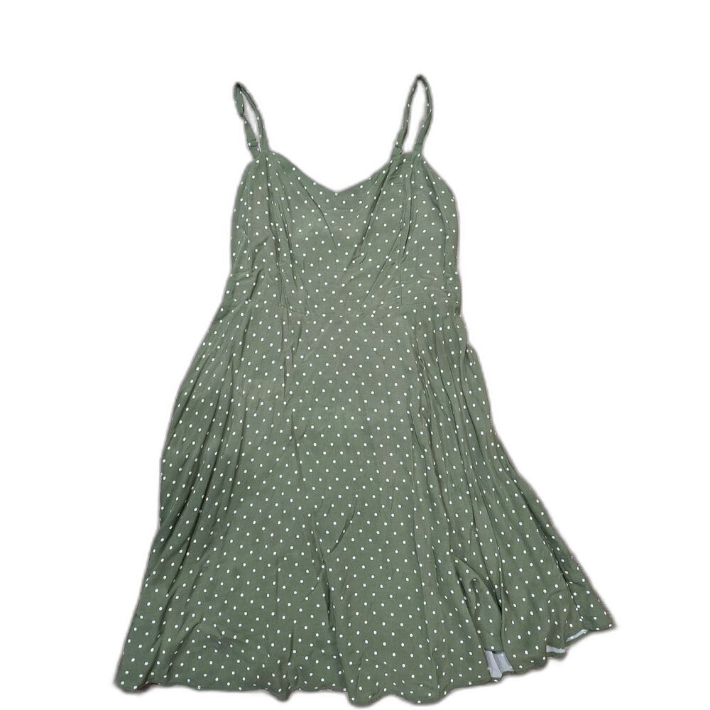 Old Navy Women's Olive Green Polka Dot Smocked Midi Dress Size L